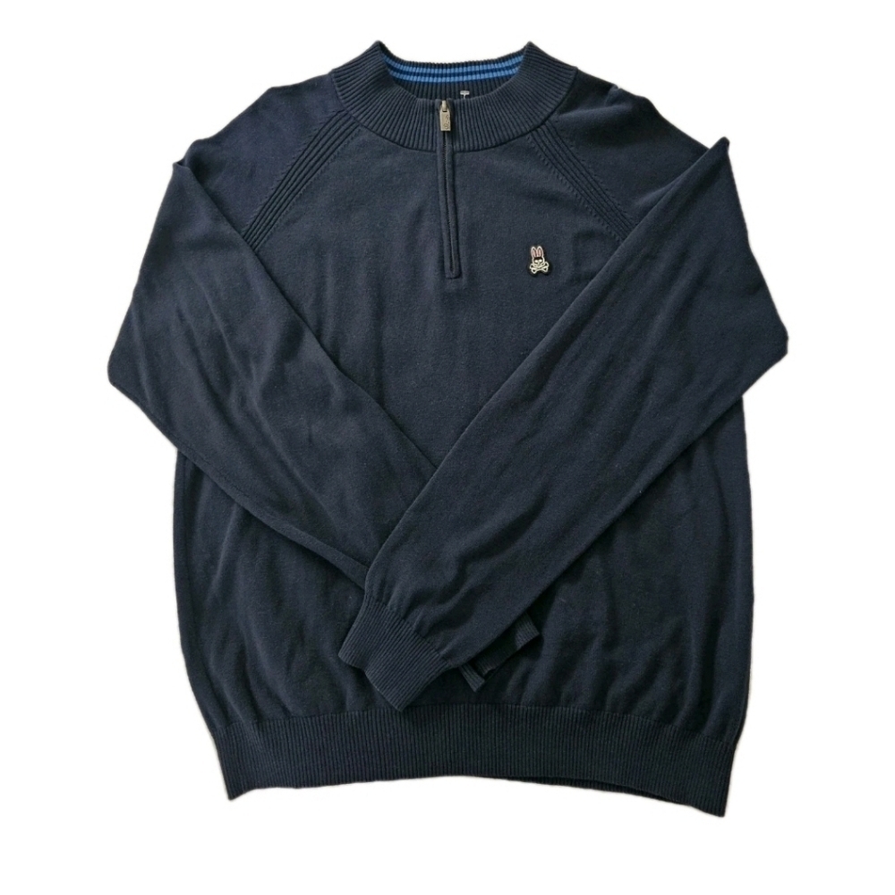 Psycho Bunny Dark Blue Zip-Up Sweater Size XL